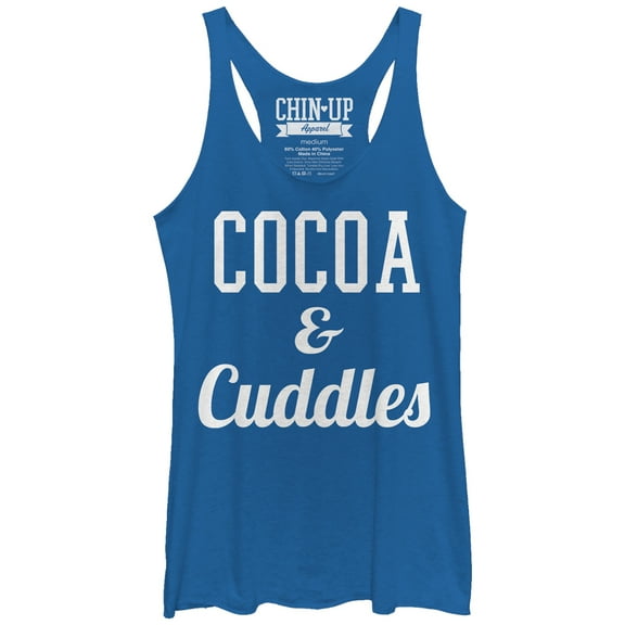 Women's CHIN UP Cocoa and Cuddles  Racerback Tank Top Royal Blue Heather Small