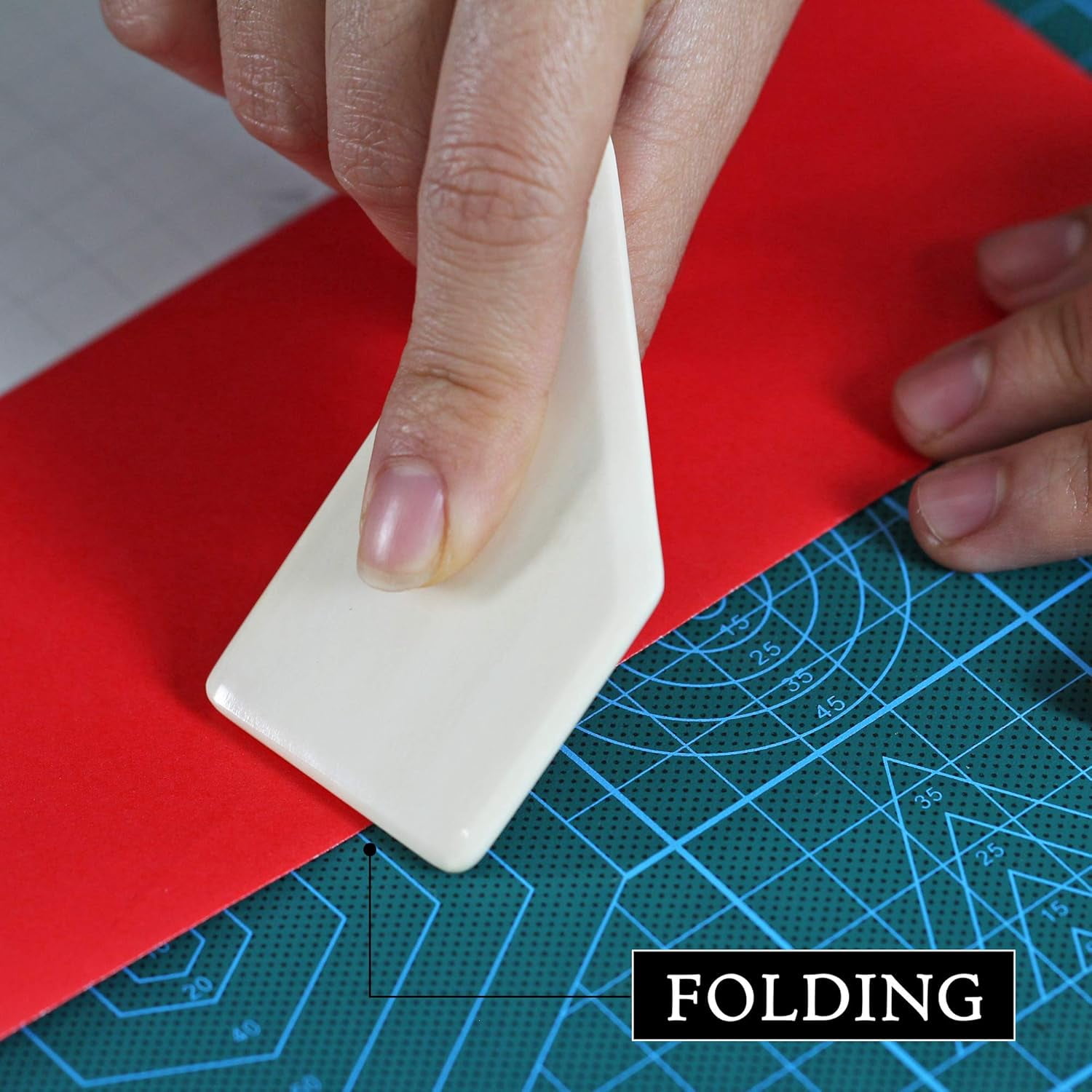 Square Bone Folder - Genuine Bone, Paper & Leather Crafts, Card Making, Origami, Bookbinding, Scrapbooking, Non-Scratch, Non-Stick