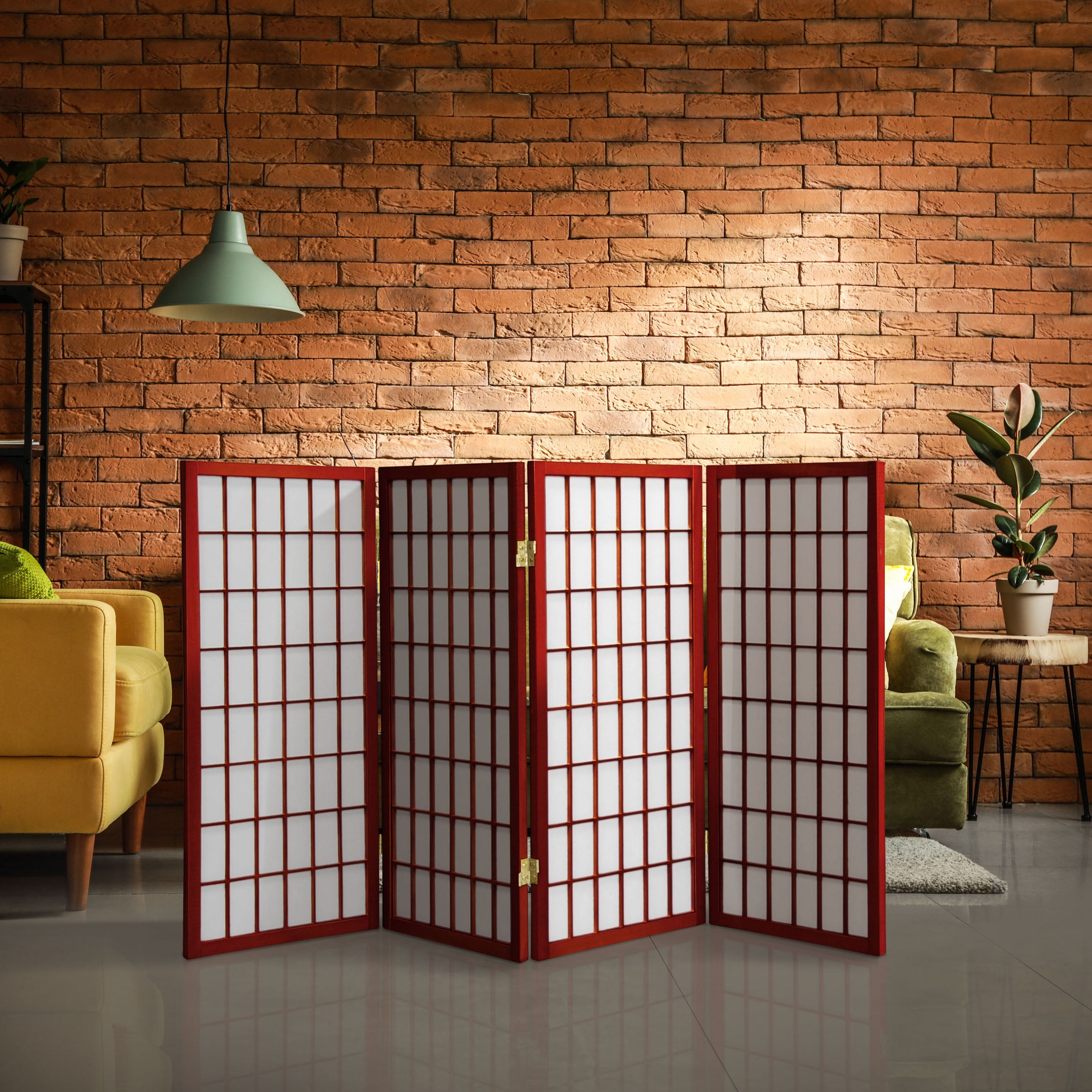 3 ft. Tall Classic Japanese Window Pane Lattice Privacy Screen