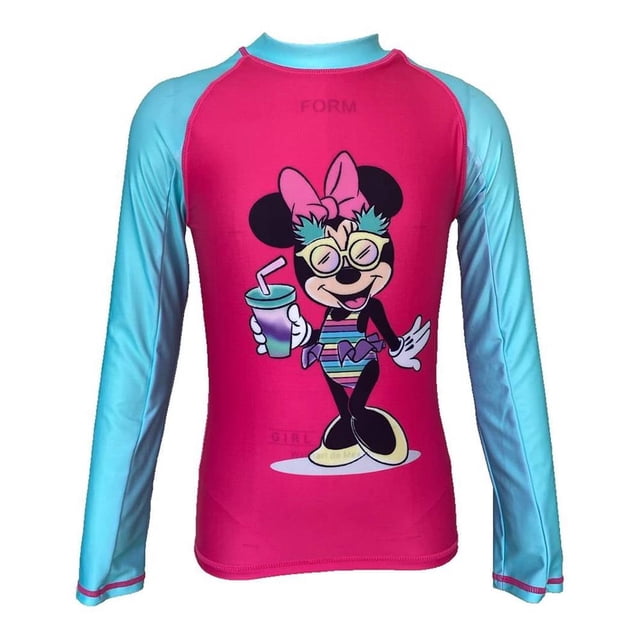 Traje de Baño Minnie Talla 10 Wetsuit Manga Larga Estampado de Playa Rosa con Aqua