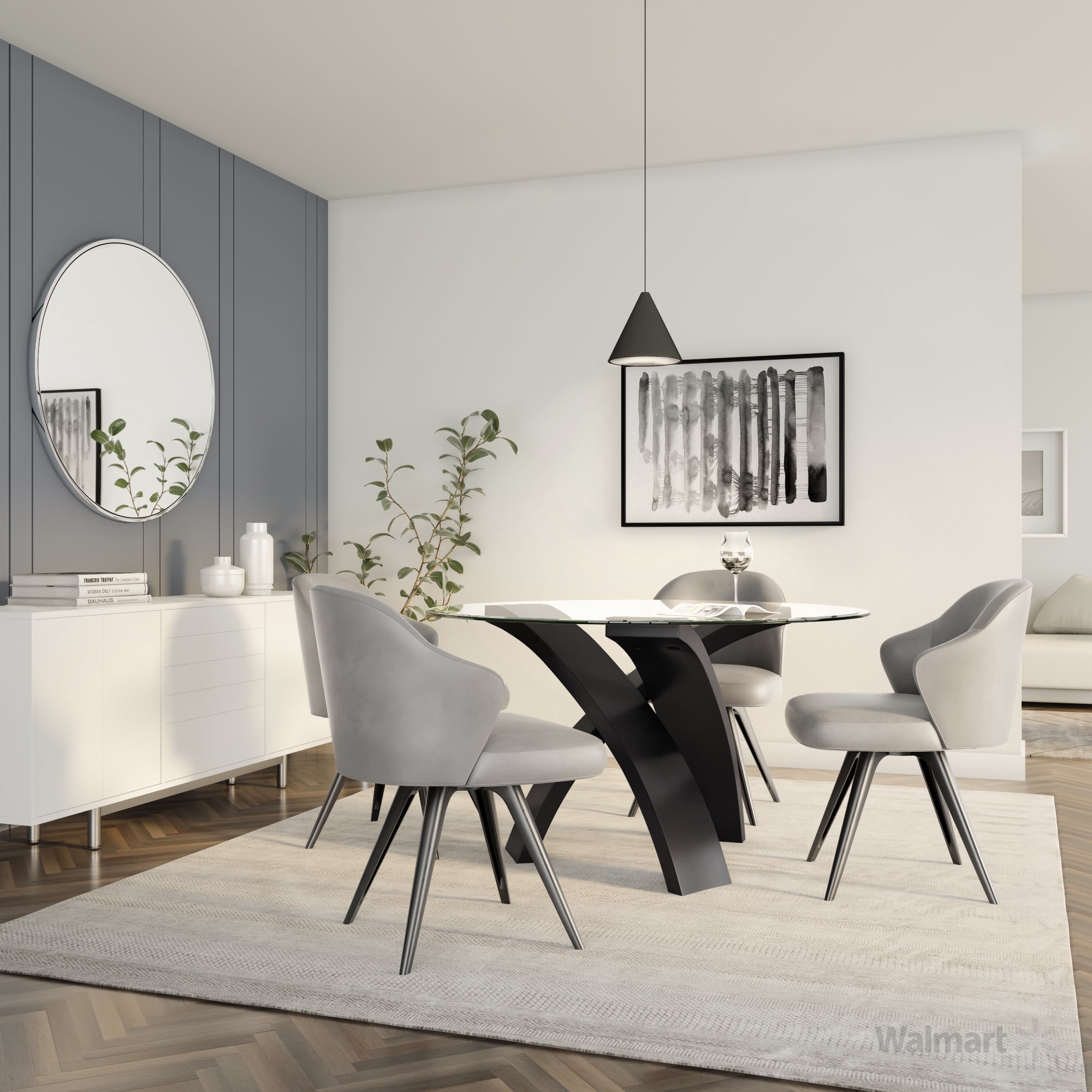 Furniture of America Evans Contemporary Round Glass Dining Table