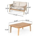 thumbnail image 3 of Christopher Knight Home Outdoor 4-Piece Conversation Set, Wood Frame, Rope Weave Design, Beige Cushions, 3 of 13