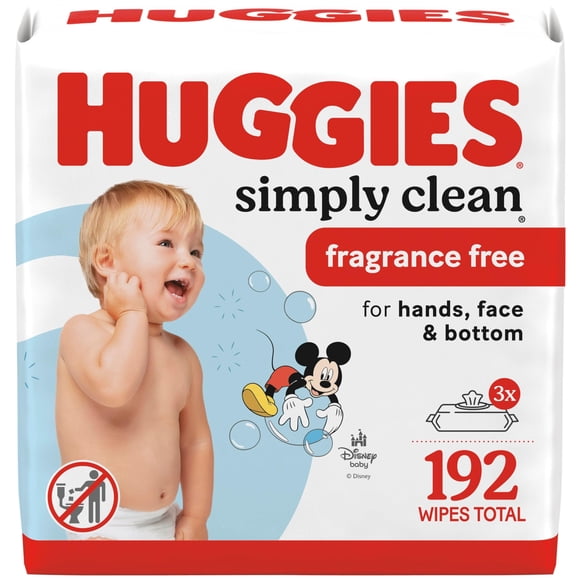 Toallitas húmedas para bebé HUGGIES Simply Clean sin fragancia 192 unidades