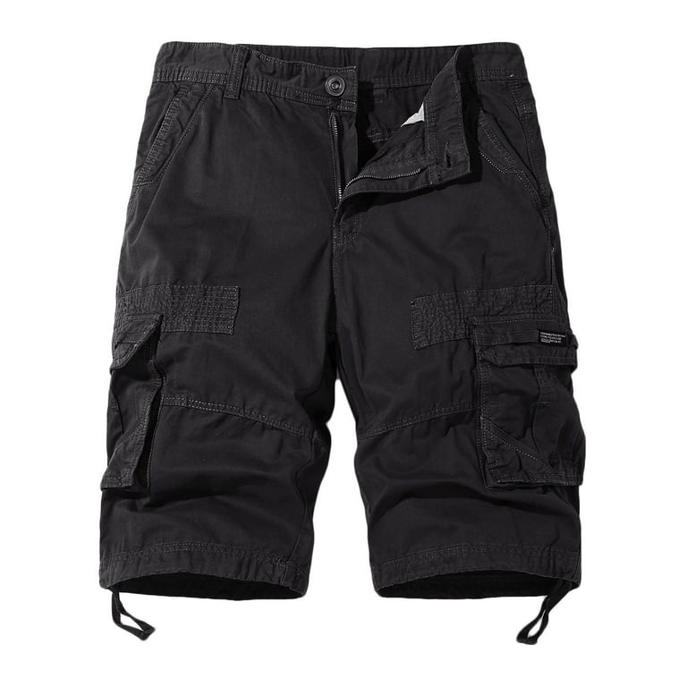 Mens Solid Color Cargo Shorts, Multi Functional Pockets, Durable
