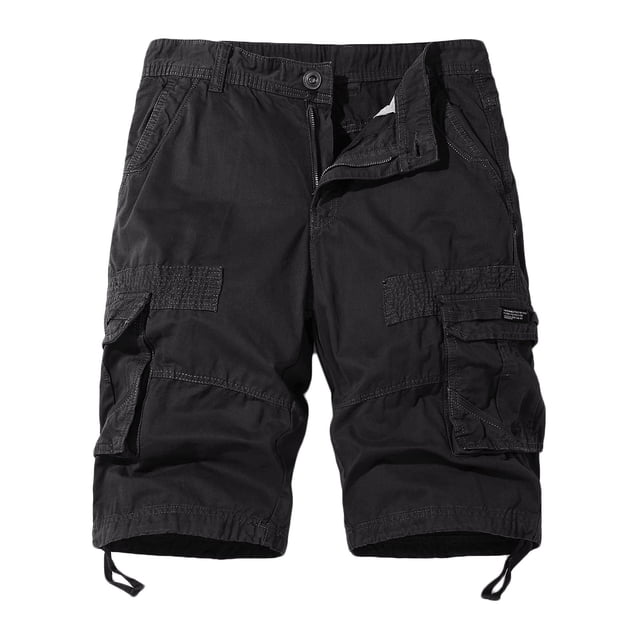 FAIWAD Men's Casual Elastic Waist Zipper Multi-Pockets Short Pants Drawstring Hem Loose Outdoor Shorts