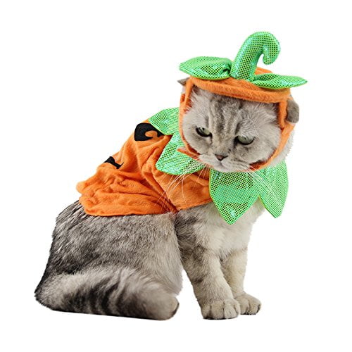 Disfraz de calabaza para mascotas ANIAC, sombrero y poncho ajustables para gatos