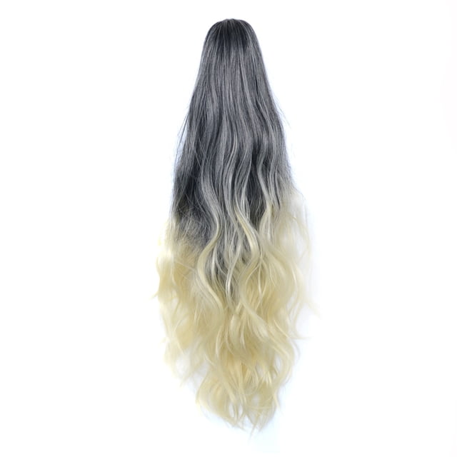 QUYUON Extensions de Cheveux à Clip Droit pour Femmes Perruques Longues Aspect Naturel Postiche pour Femmes Extensions de Queue de Cheval Clips Synthétiques Type de Cheveux Q1098