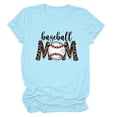 thumbnail image 1 of T-shirt Décontracté pour Femmes à Manches Courtes Uni avec Imprimé de Baseball, Col Rond, Hauts Imprimés, 1 of 1