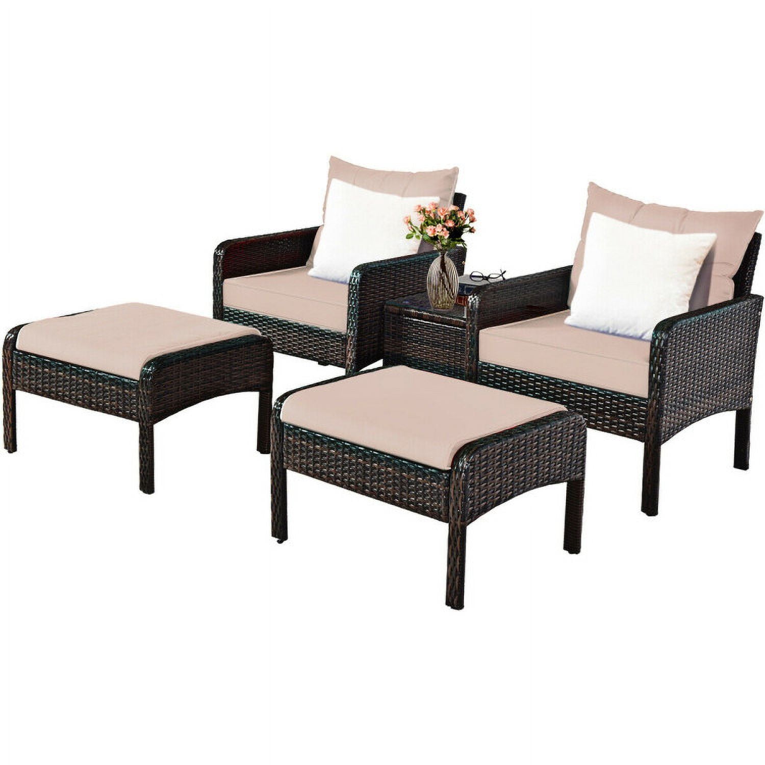Aimee Lii 5 Pcs Patio Rattan Wicker Sofa Furniture Set, Outdoor Patio Furniture