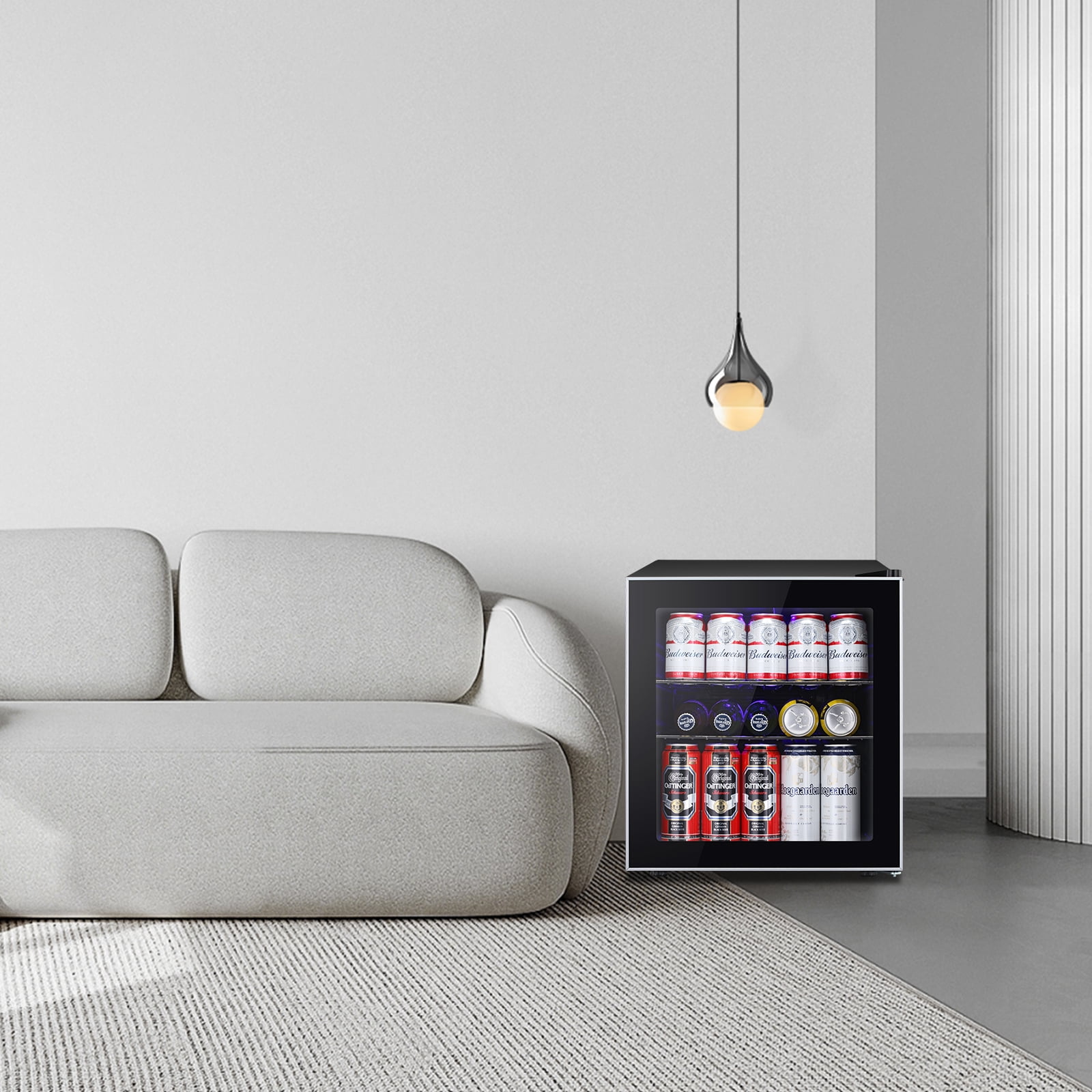 WAA Glass Door Beverage Refrigerator Cooler, Mini Fridge
