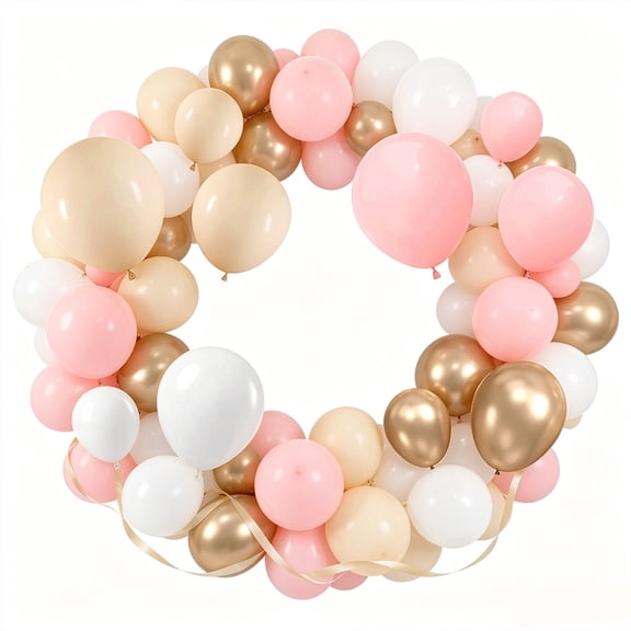 144Pcs Pink Gold Balloon Garland Kit, Blush Nude White Gold Balloons Arch for Baby Shower, Bridal Shower, Birthday Party, Wedding & Graduation Decorations