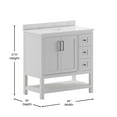 thumbnail image 5 of Emma + Oliver 36 Inch Bathroom Vanity, Single Sink Cabinet with 2 Soft Close Doors, Open Shelf and 3 Drawers, Carrara Marble Finish Countertop, White, 5 of 12