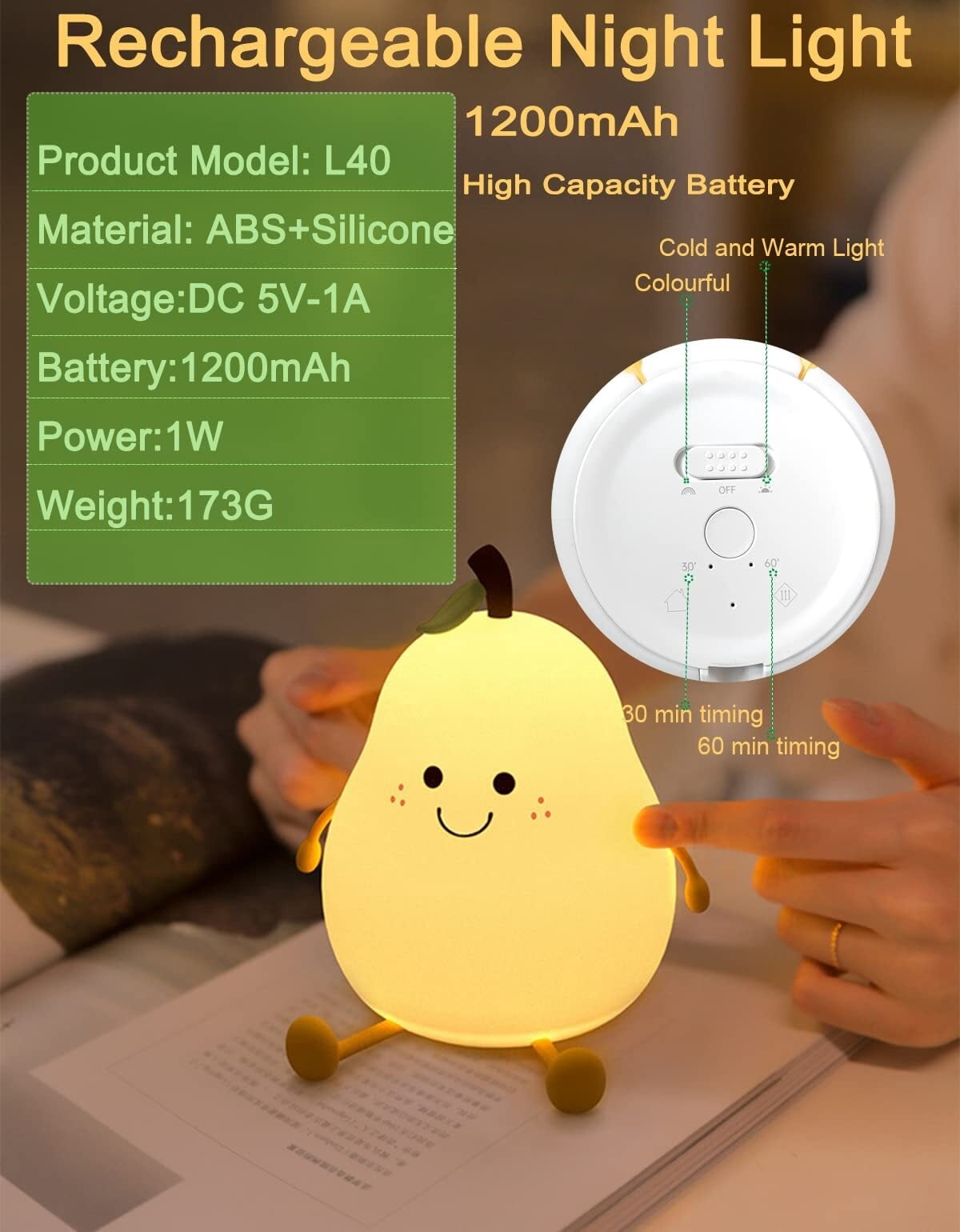 LED Lying Flat Duck Night Light, 3 Level Dimmable Nursery Nightlight,Cute Lamps Silicone Squishy Light Up Duck,Rechargeable Bedside Touch Lamp for Breastfeeding Toddler Baby Kids Decor
