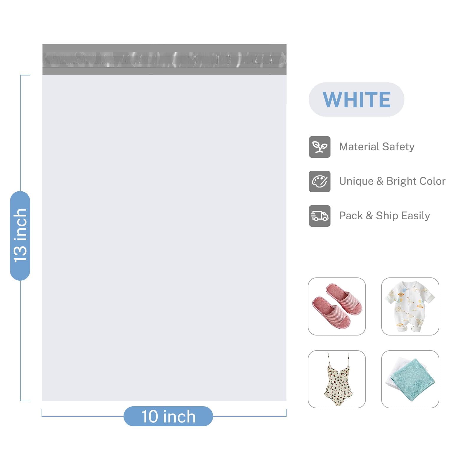 Bulk Poly Mailers 10x13 1000Pcs, Self Adhesive Shipping Bags for Clothing Cosmetics, Opaque Mailing Envelopes, White
