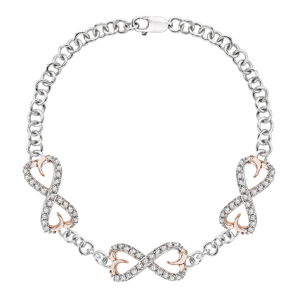 Infinity Diamond Heart Tennis Bracelet in 10K Two Tone Gold (1/4 cttw