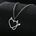 thumbnail image 2 of EUEAVAN Silver Devil Love Heart Pendant Necklace Stainless Steel Jewelry, 2 of 7
