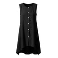 thumbnail image 4 of Women's Solid Color Round Neck Sleeveless Button Mini Dress for Summer Casual, 4 of 8