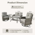 thumbnail image 4 of Toject 5 Pieces Outdoor Patio Furniture Set, High Back Conversation Set with Swivel Chairs, All-Weather Wicker Furniture Set for Porch, Balcony (Dark Gray), 4 of 11