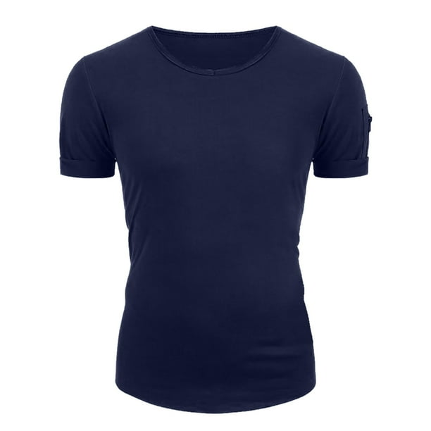 Camisa de manga corta con cuello en V y cremallera para hombre, de color liso, talla grande, poliéster, informal, se ajusta a la talla, lavable a mano, adecuada para actividades diarias y al aire l