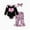 Black, variant on Barbie Baby Girls Clothes 3pcs Set Graphic Long Sleeve Ruffle Romper Bell Bottom Pants And Headband Star Print Pink Outfit 3-6 Months