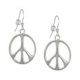 thumbnail image 3 of Modern Antique Silver Pewter Peace Sign Earrings – Sterling Silver Earwires, 3 of 4