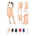 thumbnail image 6 of Women's Solid A-line Casual High Waist Bow Tie Belted A Line Midi Knee Length Skirts, 6 of 6