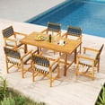 thumbnail image 1 of Costway 7PCS Patio Dining Set, Acacia Wood Table & 6 Armchairs with Padded Seat Cushions, 1 of 10
