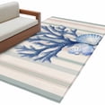 thumbnail image 2 of Blue Coral Shell Washable Area Rugs 3'x5', Watercolor Stripes Low Pile Throw Living Room Rug Non-Slip Sturdy Edge Binding Carpet for Indoor Entryway Bedside Kitchen, 2 of 9