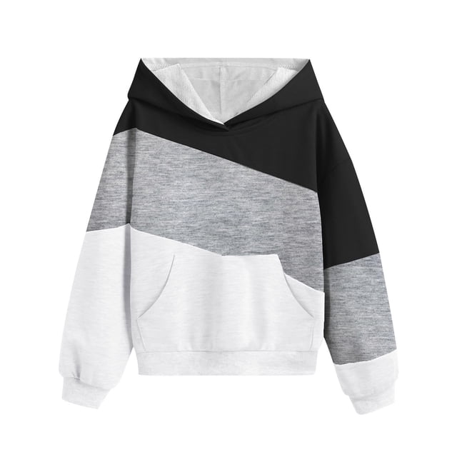 aidice Baby Clothes Hoodies Long Sleeve Pullover Tops Loose Color Block Sweatshirts with Kangaroo Pockets