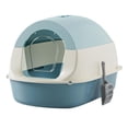 thumbnail image 4 of Caja de arena para gatos con capucha y tapa con inodoro para gatos completamente cerrado, caja de arena con capucha duradera, caja de arena para gatos Azul, 4 of 8