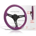 thumbnail image 3 of AJP Distributors Universal 350mm 14" 6 Bolts Holes Heavy Duty Aluminum Steering Wheel Purple Wood Grain Black Deep Dish 3 Spokes Light Weight + Horn Button Replacement JDM VIP Sport, 3 of 5
