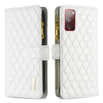TECH CIRCLE Galaxy S20 FE 5G Phone Case, Durable PU Leather Drop Proof Magnetic Flip Kickstand Lanyard Strap Wristlet Zipper Card Holder Phone Case Cover for Samsung Galaxy S20 FE, White