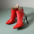 thumbnail image 4 of jovati Automne Hiver Femmes à Franges Talon Épais Surchaussures à Talons Hauts Bottes Mi-Hautes, 4 of 9