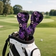 thumbnail image 4 of Uorisanigo Golf Club Head Covers - Premium Leather Purple Rose Butterfly Golf Driver Fairway Hybrid Head Cover - Personalized Golfclub Covers Accessories for Women, Fits Most Size, 4 of 7
