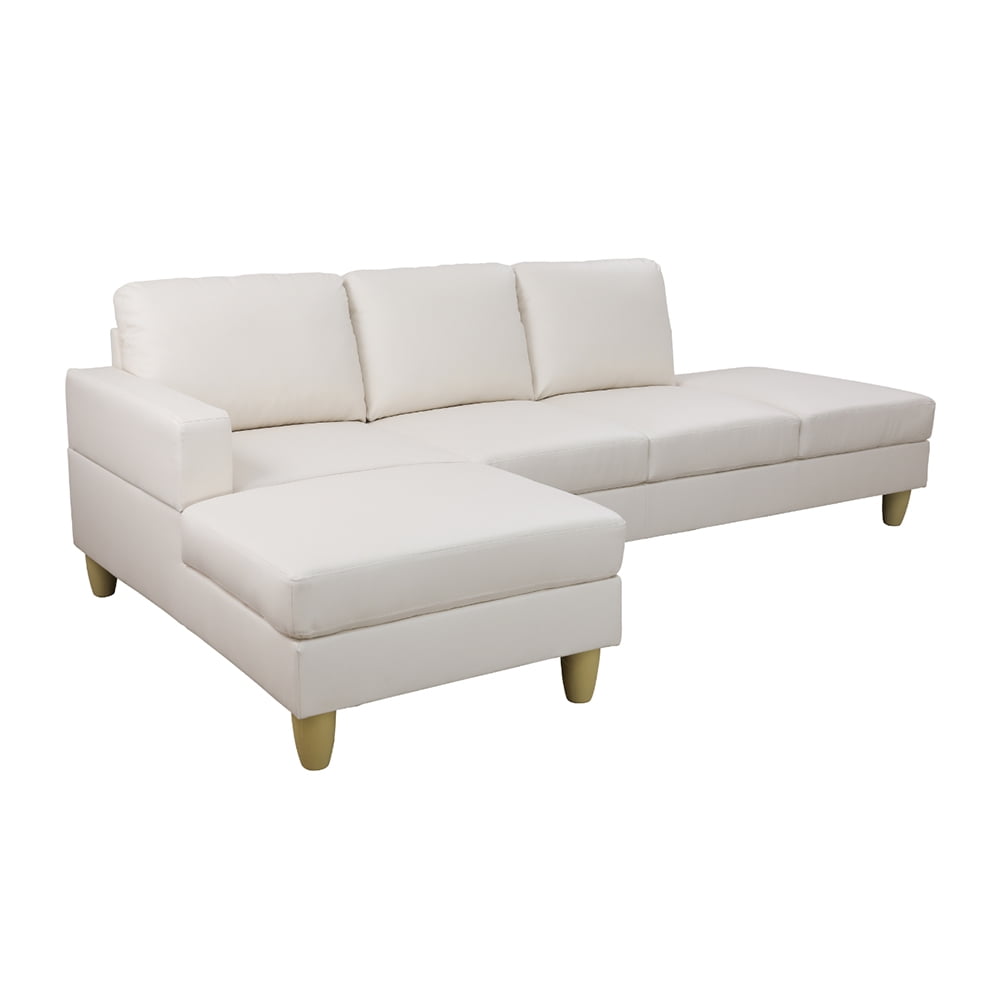 Kadyn L Shaped Sofa Couch Set for Living Room, White Faux Leather Sectional Sofa-Left Kadyn L Shaped Sofa Couch Set for Living Room, White Faux Leather Sectional Sofa-Left