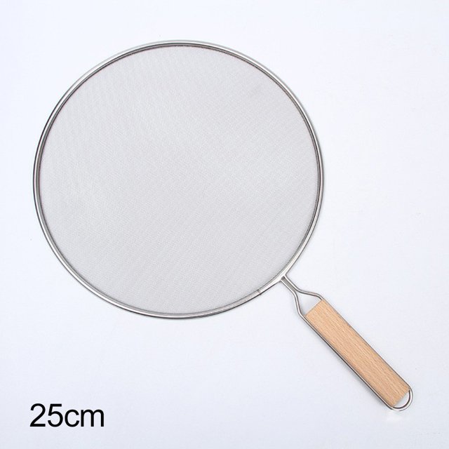 Luckyn Splatter Screen,25cm Stainless Steel Oil Splatter Screen Frying Pan Mesh Guard Kitchen Cooking Handle,Dishwasher Safe, Splatter Guard for Cooking, Silver 1 Pcs