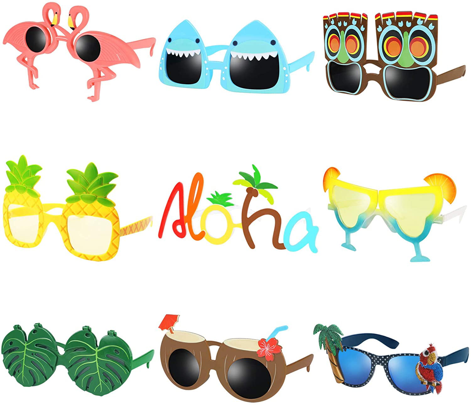 Flamingo Cocktail Palm Tree Sunglasses Glasses Novelty Tropical Beach Party