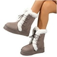 thumbnail image 4 of KEGIRLOM Women's Fashionable Casual Versatile Boots With Velvet Thick Sole And Height-Enhancing Warm Boots Shoes Snow Boots Khaki Size 7, 4 of 9