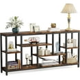 thumbnail image 3 of Industrial Long Console Table for Living Room, Extra Long Narrow Sofa Table with Multi-Staged Shelves, Rustic Wood & Black Metal, 70.86" L, Perfect for Entryway & Behind Couch, 3 of 6