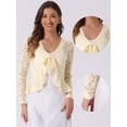thumbnail image 2 of DARING DIVA Women's Ruffled Hem Floral Lace Crop Shrug Cardigan XL Light Beige, 2 of 6