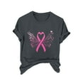 thumbnail image 3 of Fartey Breast Cancer Graphic Tees for Women Cute Pink Ribbon Print T Shirts Loose Fit Short Sleeve Crewneck Shirt Cancer Survivor Tops Gray 2XL, 3 of 5