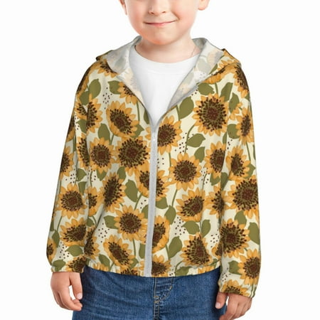 

Gaeub Autumn Sunflowers Print Athletic Sun Protection Hoodie for Kids Long Sleeve Outdoor UV Shirt Running Fishing Top for Boys Girls-4 Years