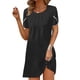 thumbnail image 1 of Puntoco Nuevo Vestido Casual De Verano Para Mujer, Cuello Redondo, Color Sólido, Suelto, Plisado, De Manga Corta, Vestido De Manga Corta Con Cuello Redondo, Negro Xxl,Regalos Para Mujer Joven, 1 of 5