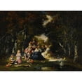 thumbnail image 2 of Narcisse-Virgile Diaz de La Peña 18x14 Black Ornate Wood Framed Double Matted Museum Art Print Titled - A Campaign Game, 2 of 5