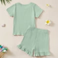 thumbnail image 4 of Zanarzt Kids Girls Summer Outfits Toddler Girl Summer Clothes Cotton Cute Summer Outfits Short Sleeves 2 Pieces Shorts Set Green,3-4 Years, 4 of 4