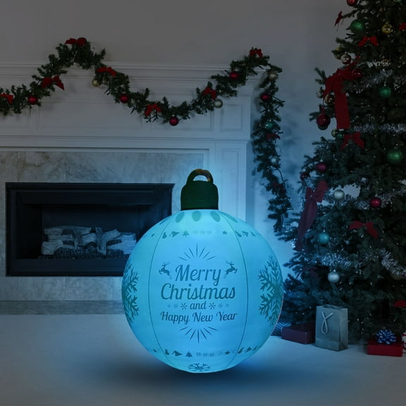 Lighted Inflatable Christmas Balls Outdoor - Large Blow Up Xmas Balls Yard Ornaments Waterproof, Holiday Inflatable Balls Yard Decorations