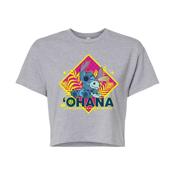 Disney - Lilo & Stitch - Ohana - Juniors Cropped Cotton Blend T-Shirt
