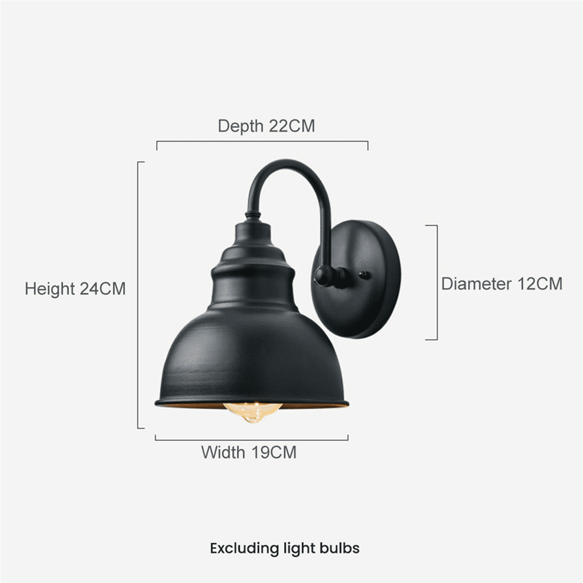 2X Vintage Wall Sconce Gooseneck Barn Flat Light Industrial Vintage Farmhouse Wall Sconce Outdoor Waterproof (Black)