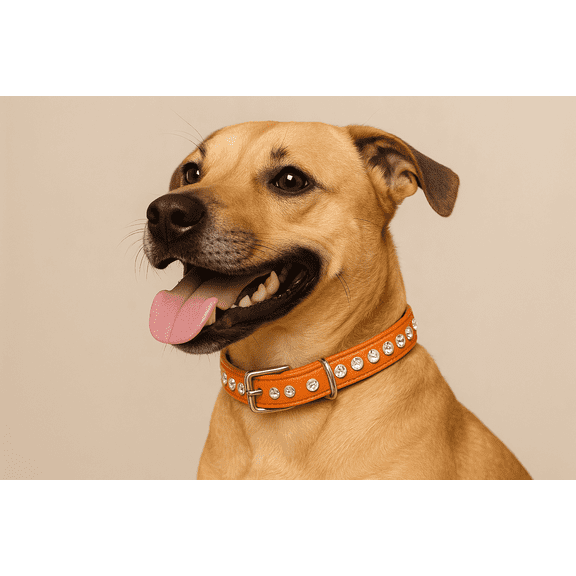 OmniPet Signature Leather Crystal and Leather Dog Collar, 14", Mandarin