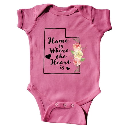 

Inktastic Utah Home is Where The Heart is with Watercolor Floral Gift Baby Girl Bodysuit